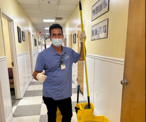 Commercial cleaning and reisdential cleaning differences, team member of cleaning crew.