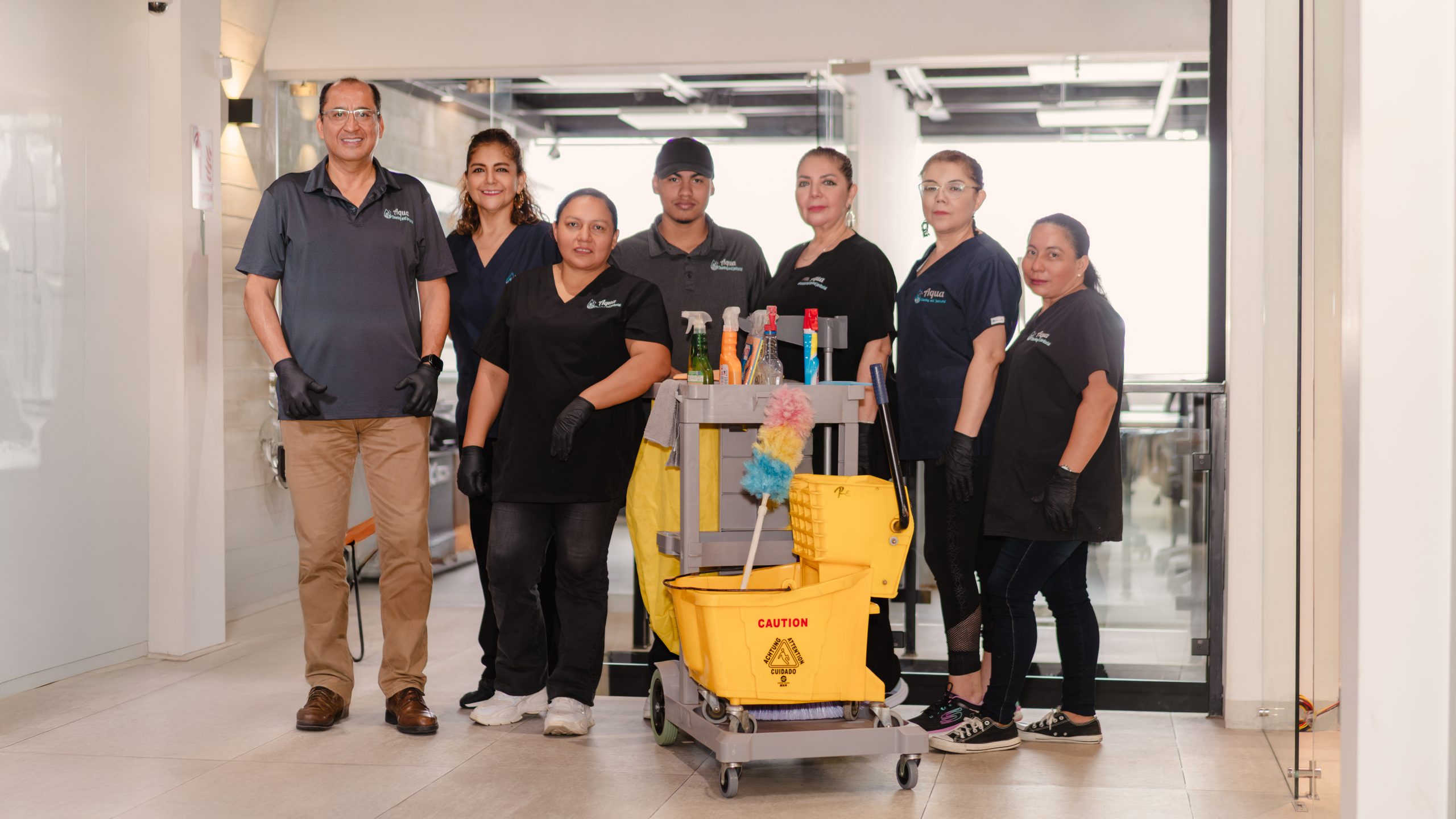 Aqua Cleaning and Janitorial cleaning team group picture